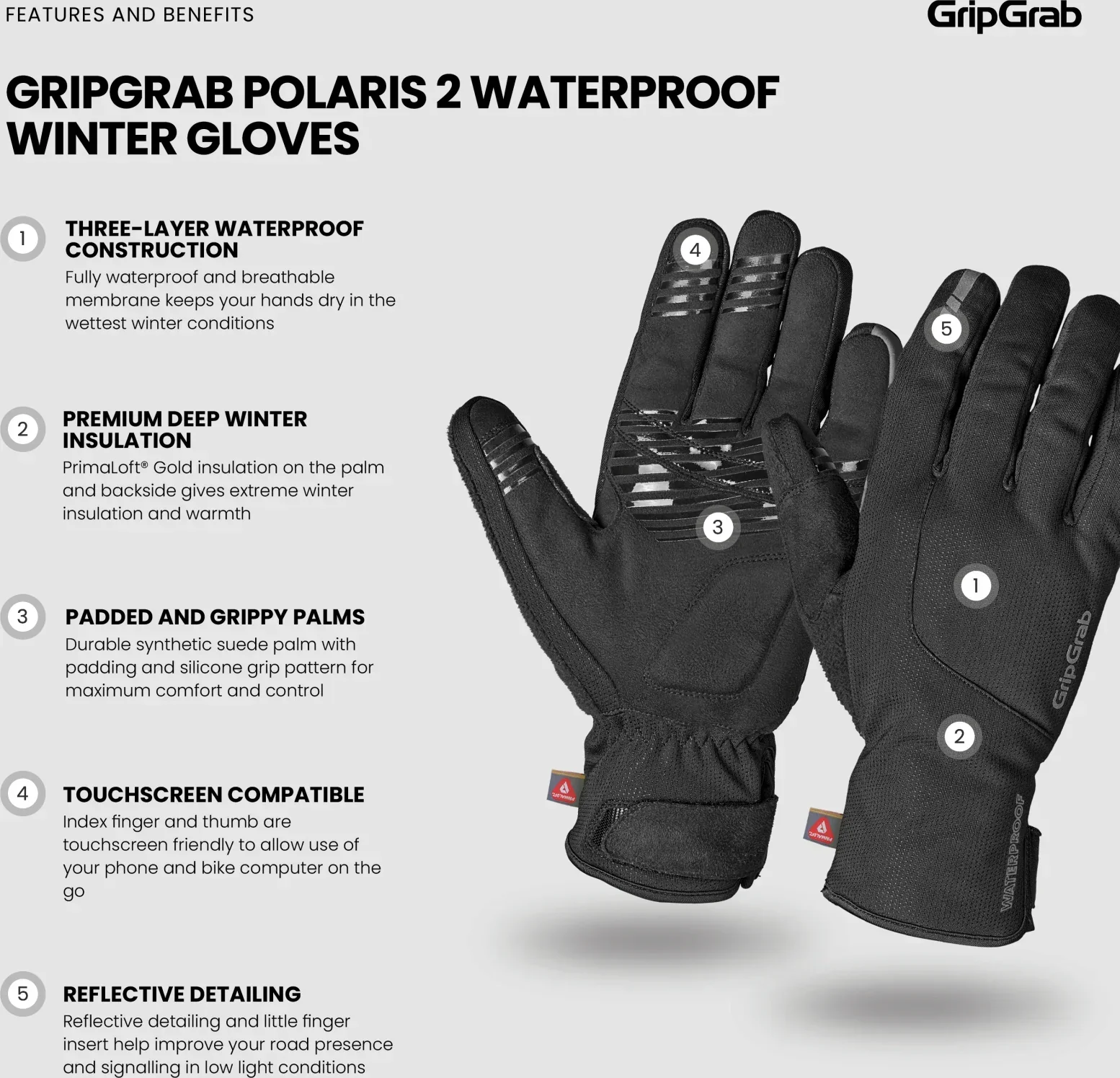 GripGrab Polaris 2 Waterproof Winter Gloves - Image 9