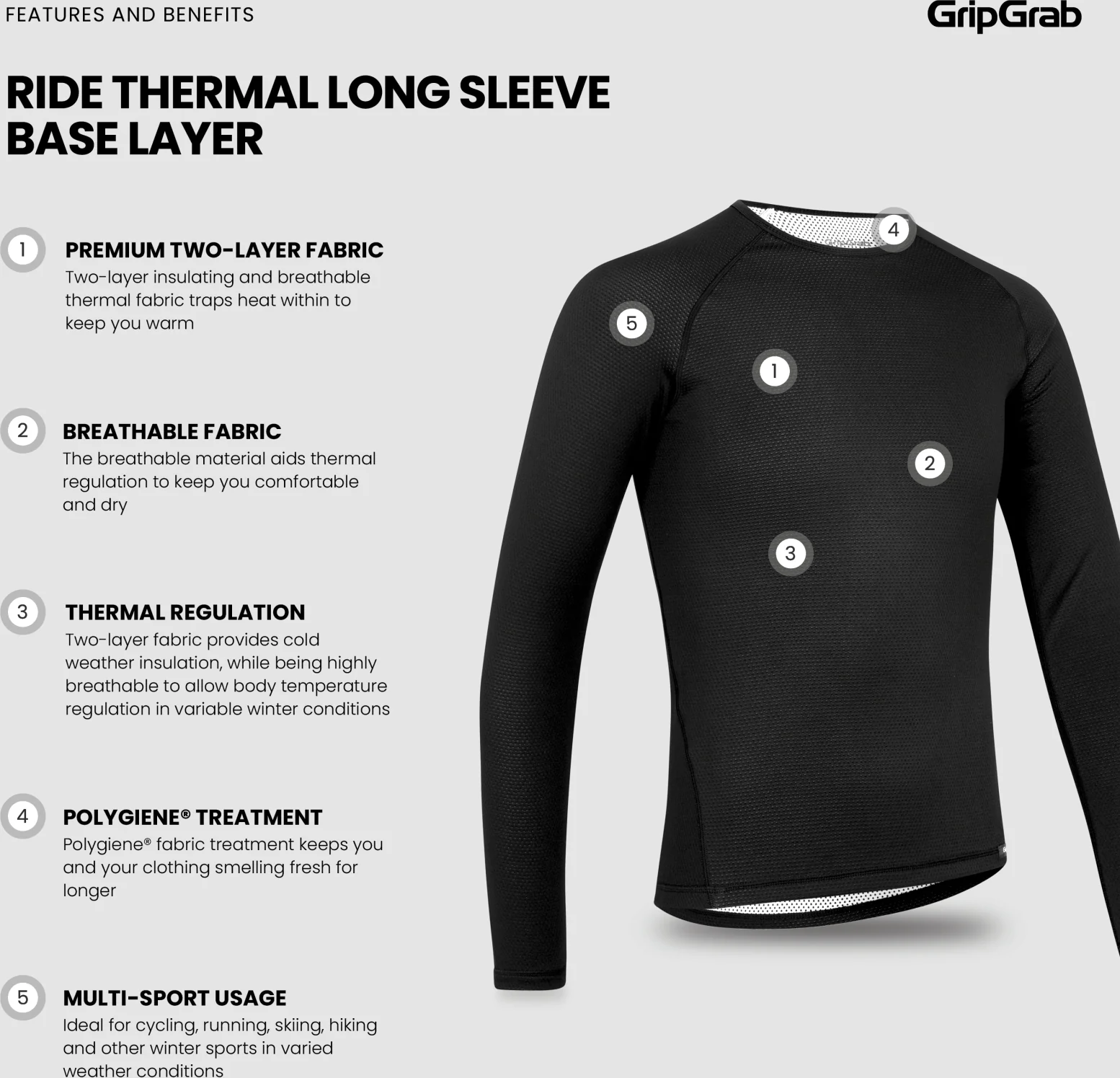 GripGrab Ride Thermal Long Sleeve Base Layer 3-Pack - Image 3