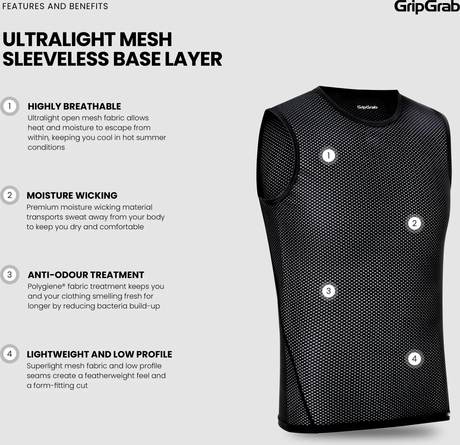 GripGrab Ultralight Mesh Sleeveless Base Layer 3-Pack - Image 4