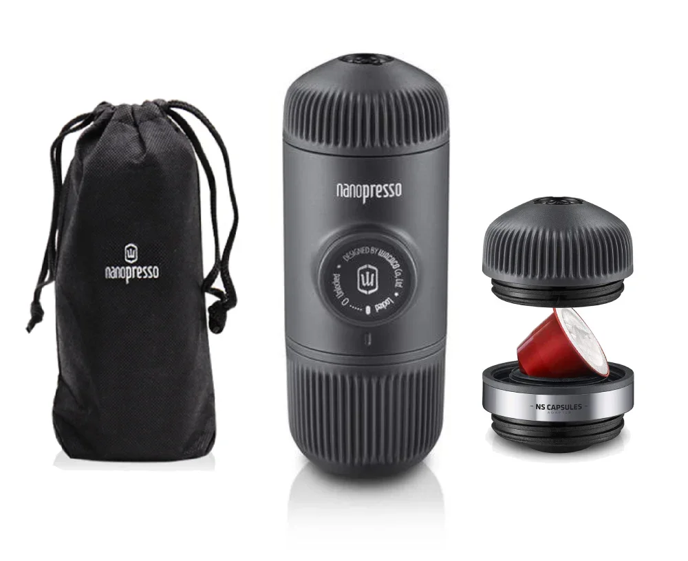 WACACO Nanopresso Ground Coffee Maker + NS Adapter + Carrying Bag